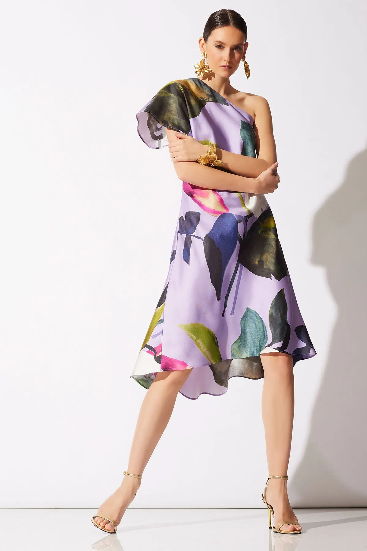 Yoru Silk Twill One Shoulder Dress sold by Natori