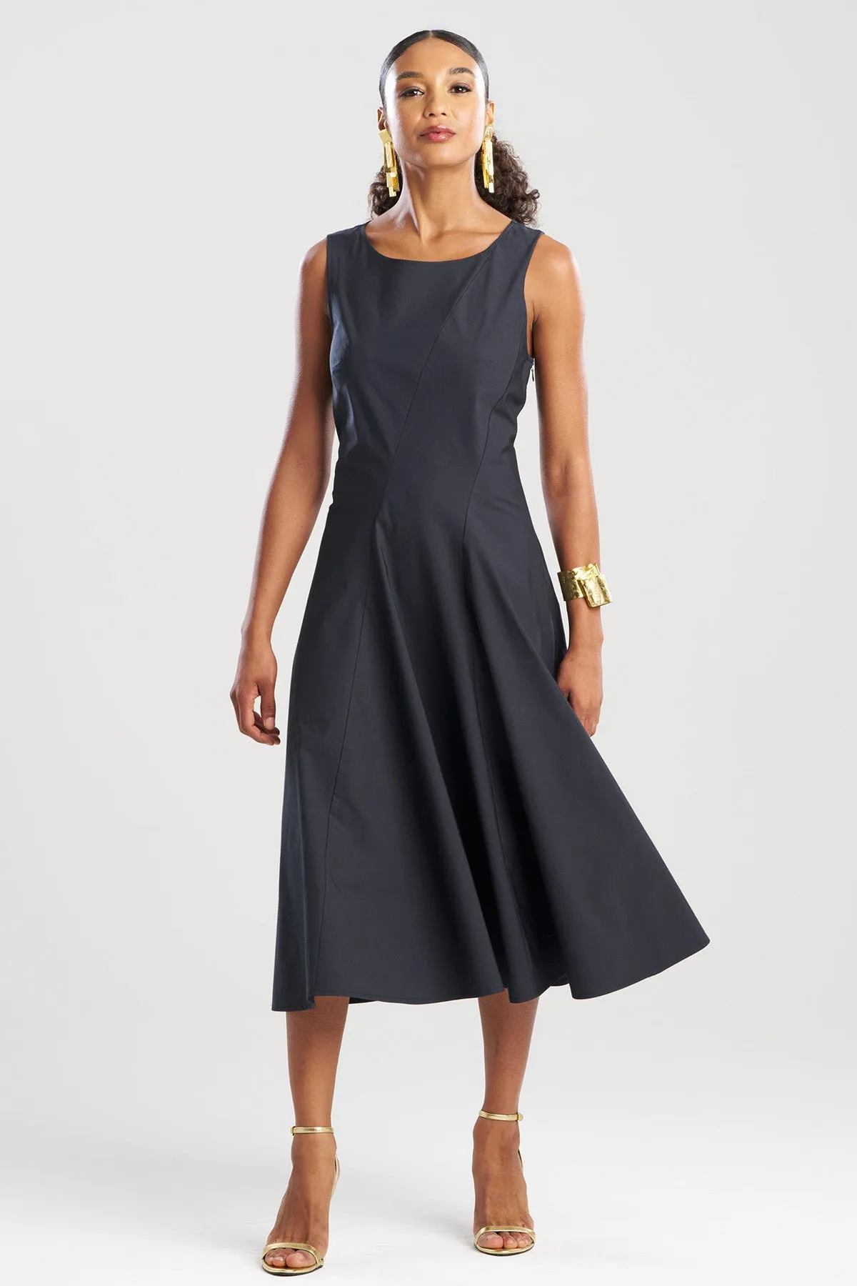 Tech Cotton Taffeta Asymmetrical Seam Dress sold by Natori