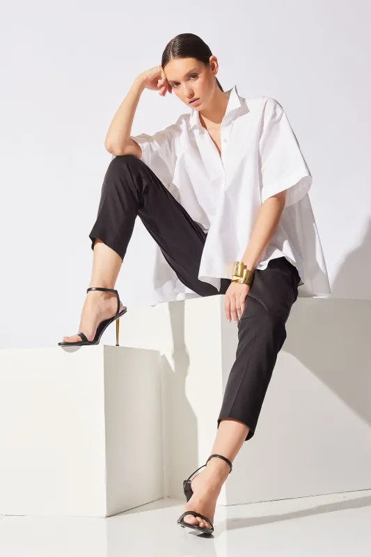 Cotton Poplin Short Sleeve Trapeze Shirt sold by Natori