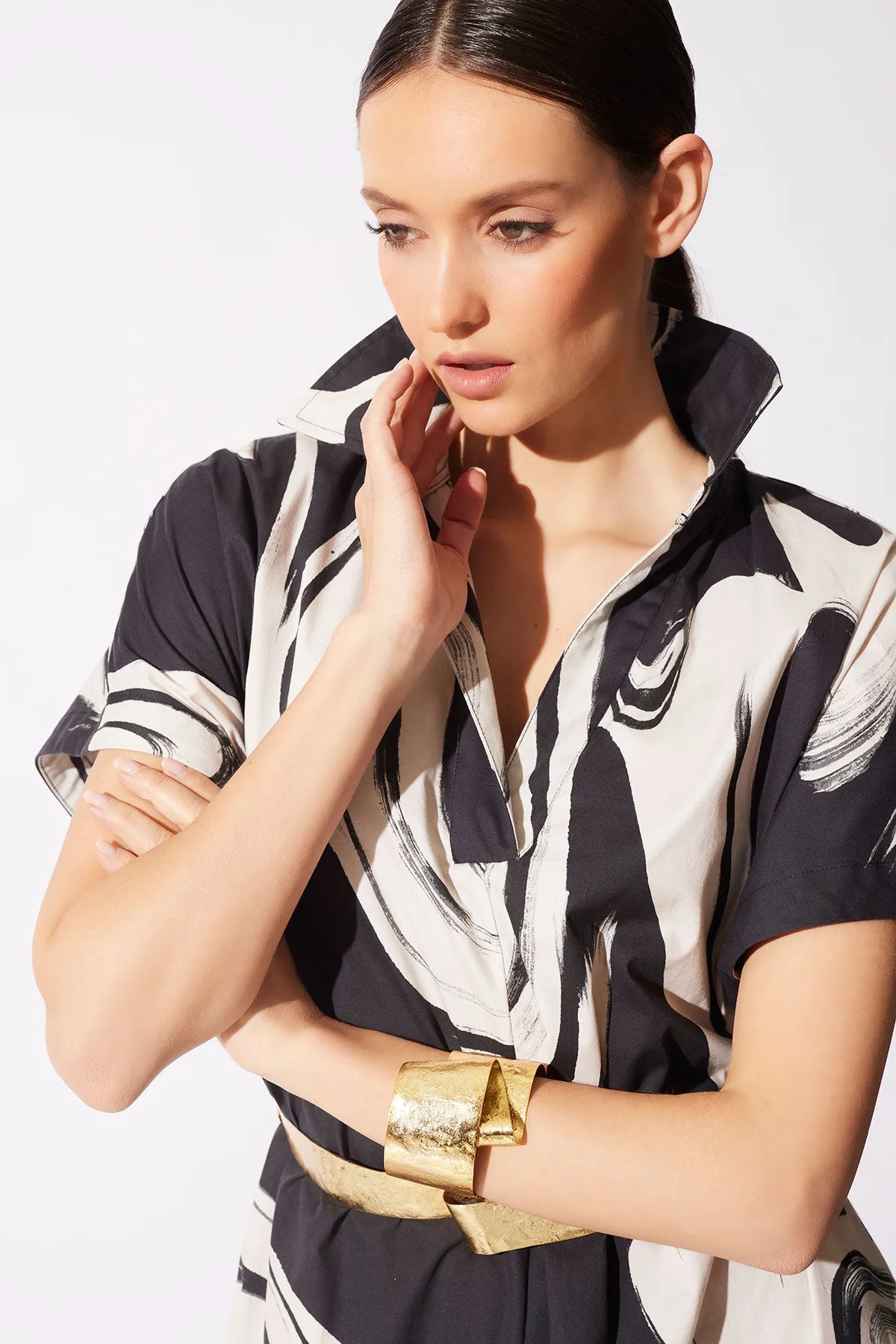 Kaze Cotton Short Sleeve Trapeze Dress sold by Natori product image thumbnail 4