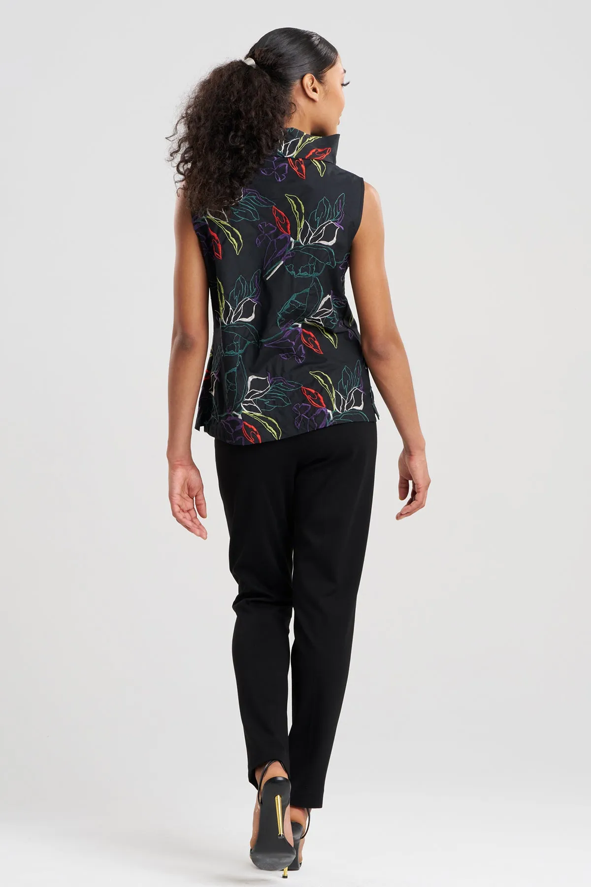 Yoru Embroidered Cotton Poplin Funnel Neck Top sold by Natori product image thumbnail 2