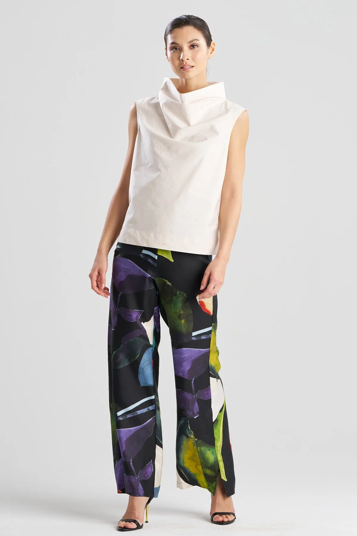 Tech Cotton Taffeta Funnel Neck Top sold by Natori