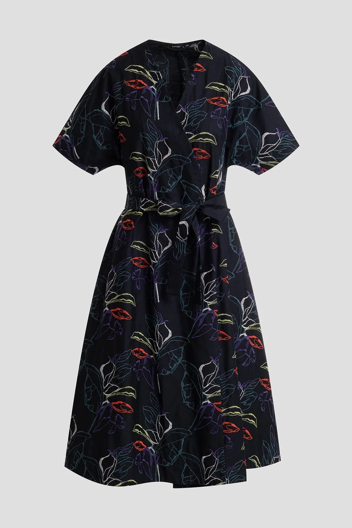 Yoru Embroidered Cotton Poplin Kimono Wrap Dress sold by Natori product image thumbnail 4