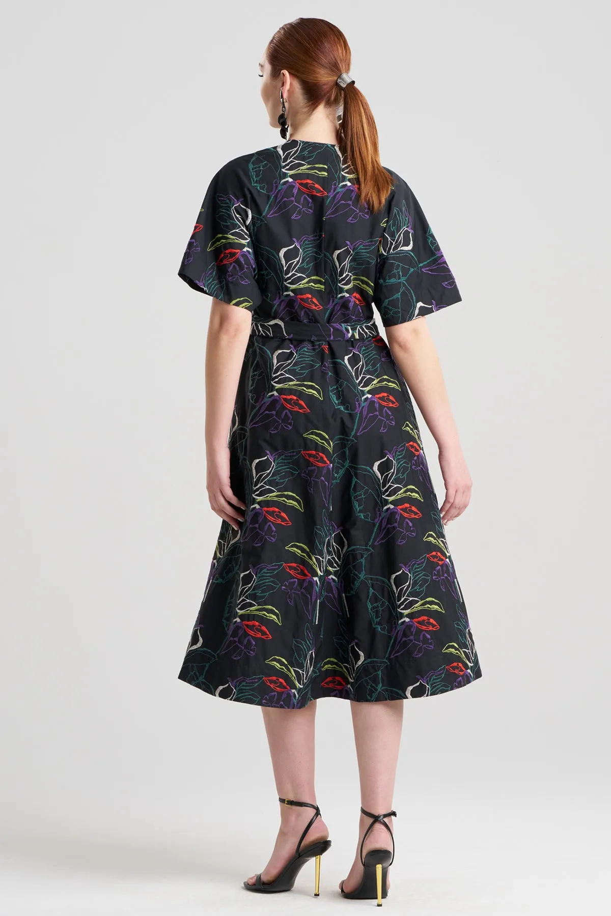 Yoru Embroidered Cotton Poplin Kimono Wrap Dress sold by Natori product image thumbnail 3