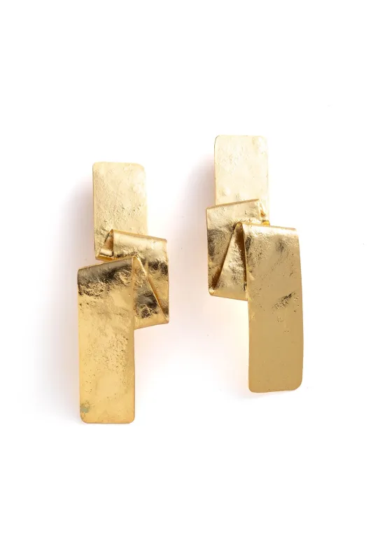 Sculptural Gold Plated Brass Earrings sold by Natori