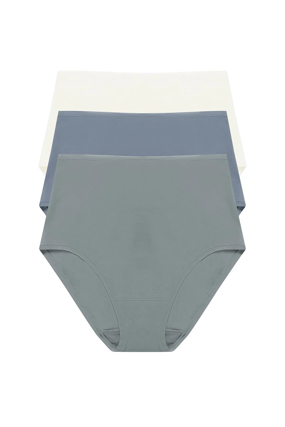 Bliss Bare Cotton High Waist Brief 3-Pack - Seaglass/Country Blue/Ivory sold by Natori