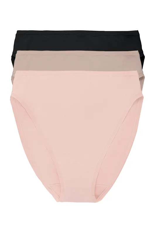 Bliss Bare Cotton High Cut Brief 3-Pack sold by Natori