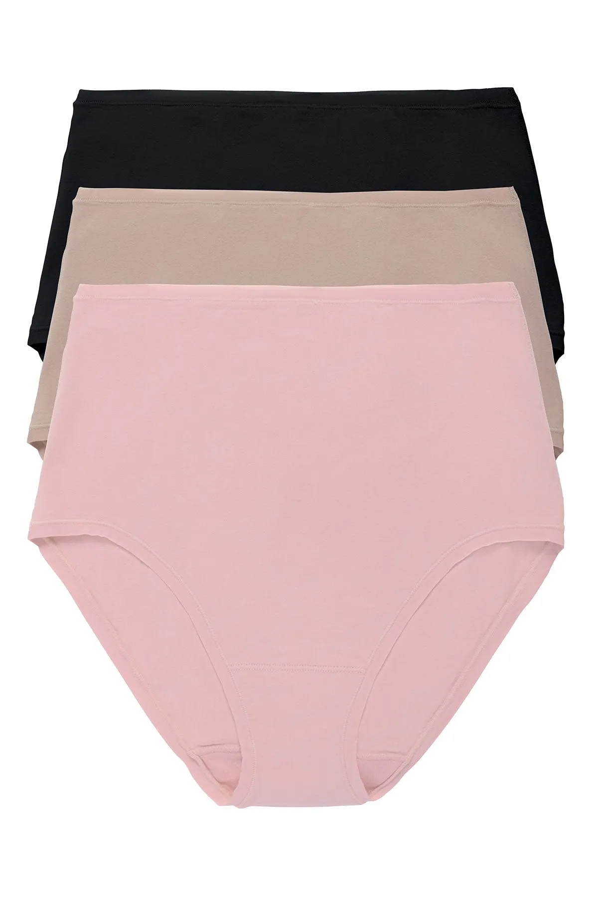 Bliss Bare Cotton High Waist Brief 3-Pack - Potpourri/Café/Black sold by Natori