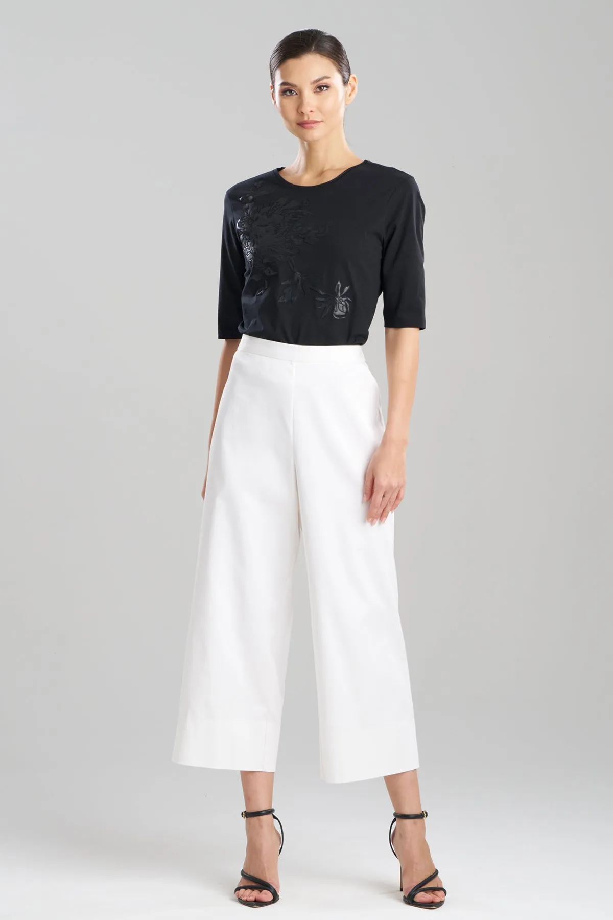 Cotton Chino Pull On Cropped Pants sold by Natori