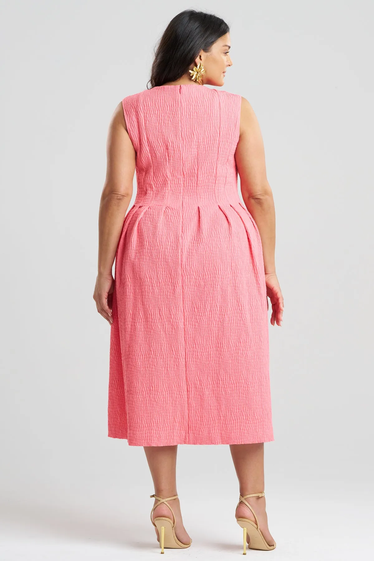 Textured Cotton Jacquard Sleeveless Pleated Dress sold by Natori product image thumbnail 4