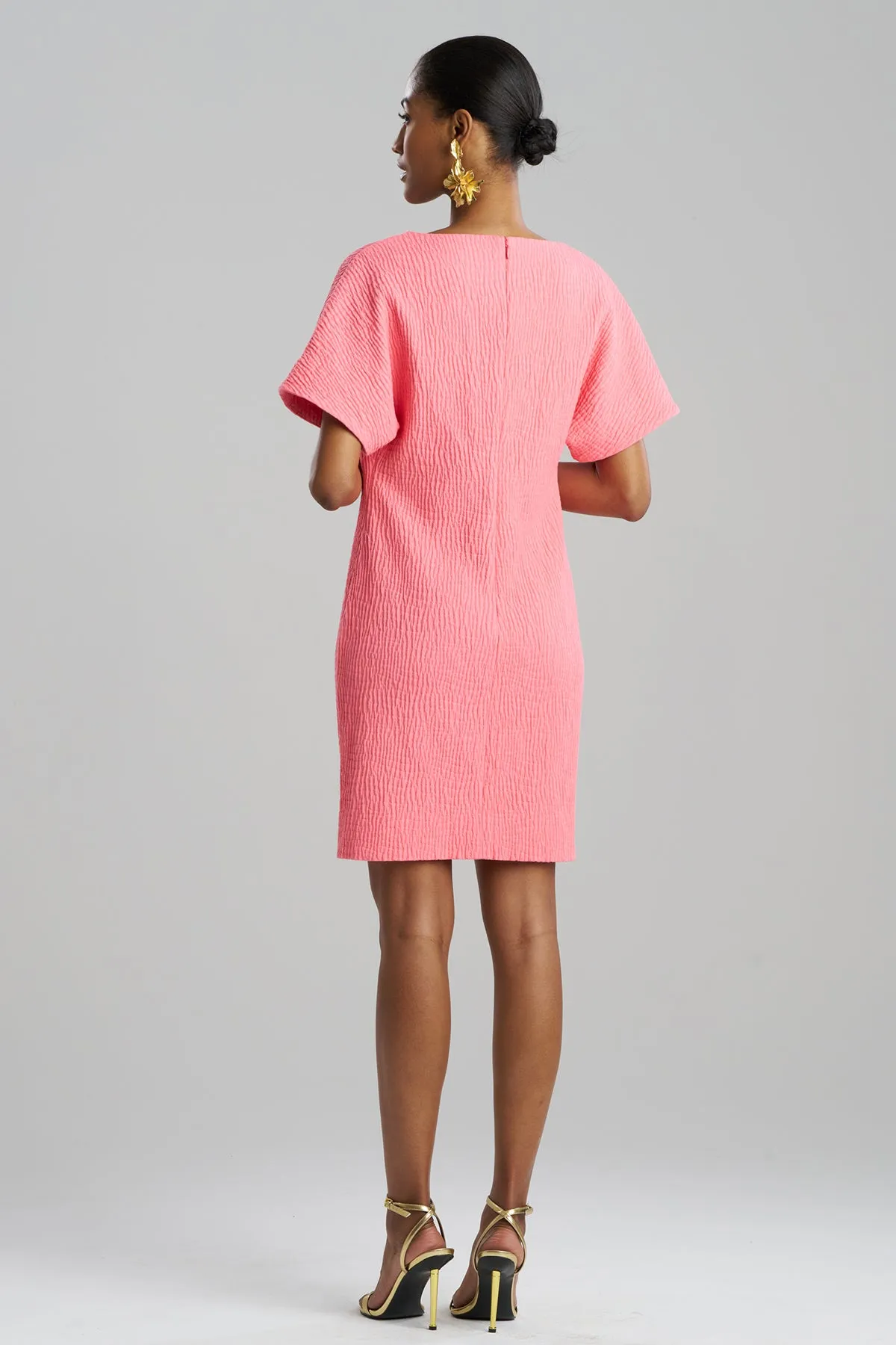 Textured Cotton Jacquard Short Sleeve Sheath Dress sold by Natori product image thumbnail 3