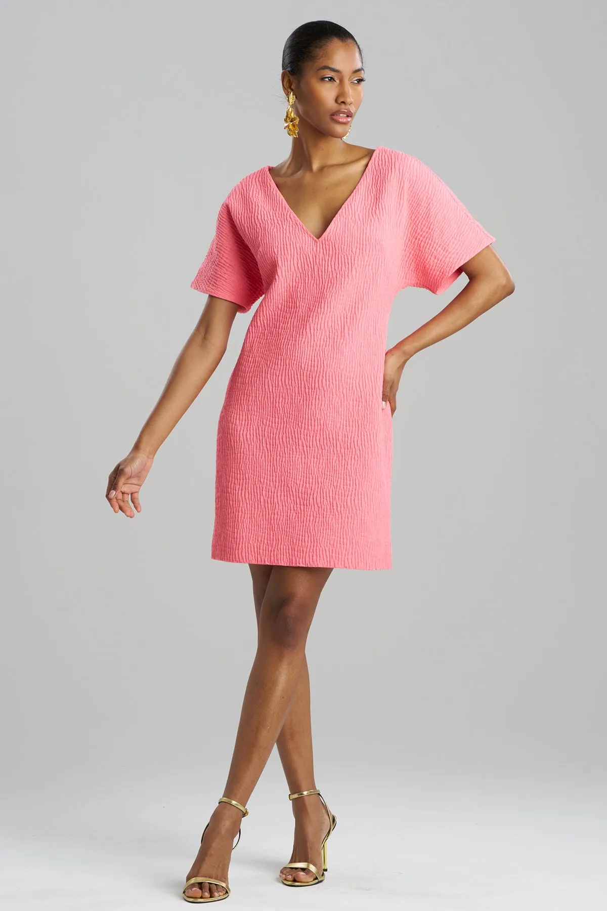 Textured Cotton Jacquard Short Sleeve Sheath Dress sold by Natori product image thumbnail 2