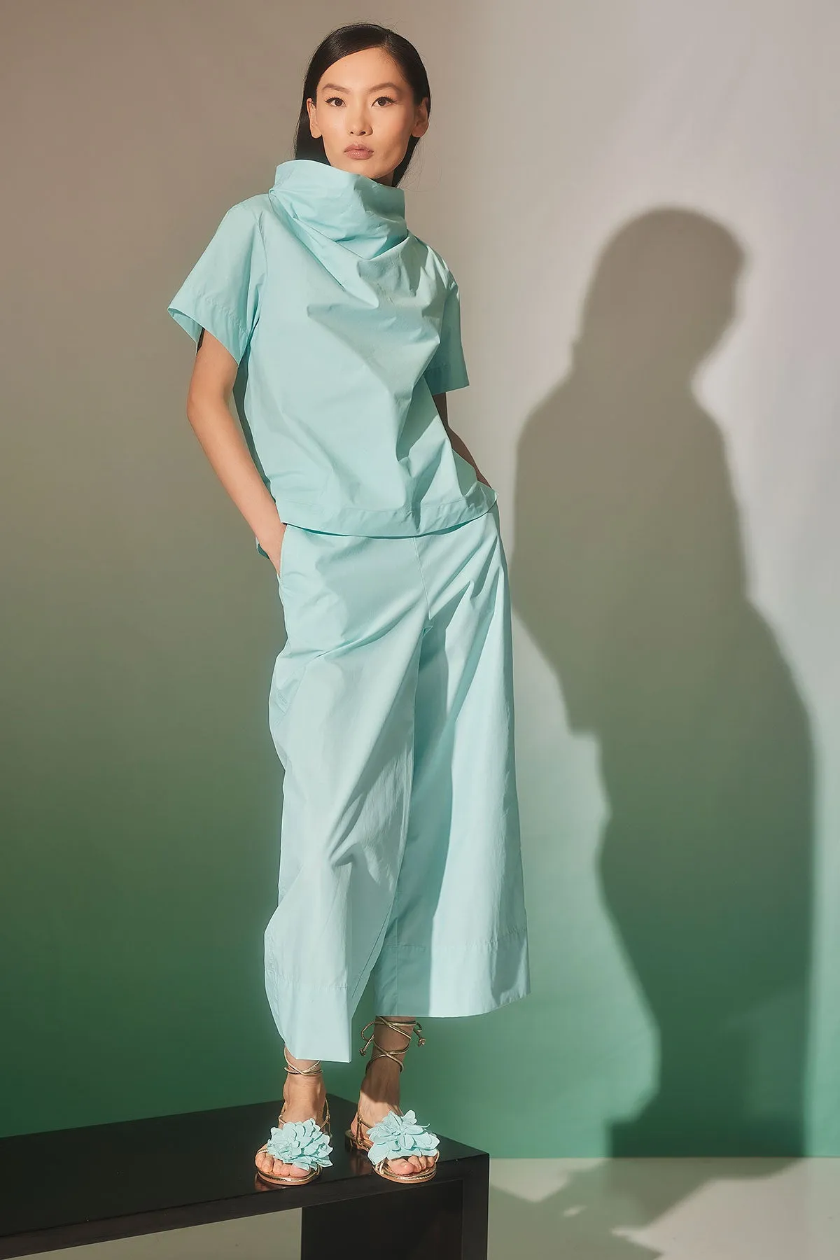 Techno Poplin Short Sleeve Funnel Neck Top sold by Natori product image thumbnail 5