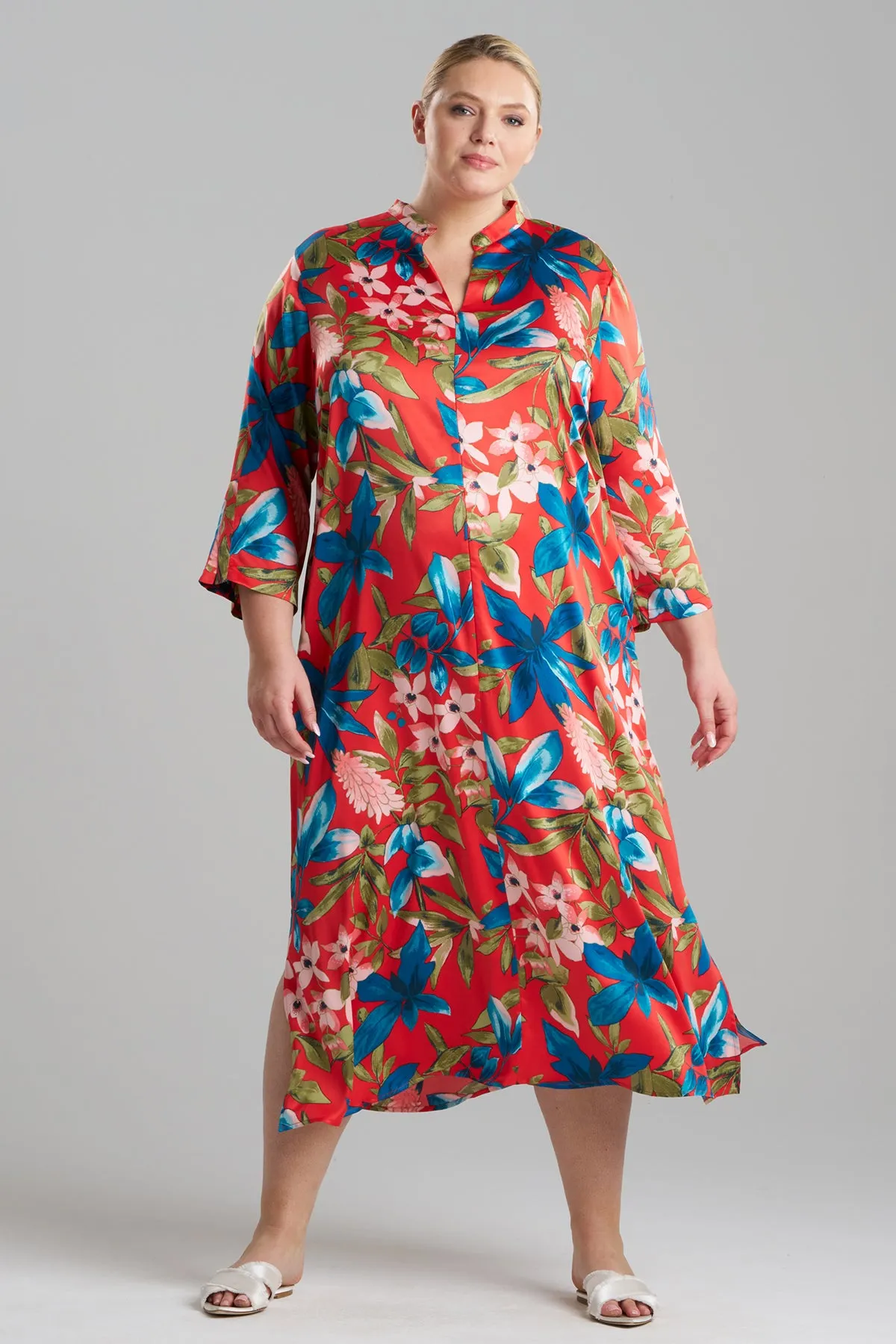 Tropical Breeze Satin Zip Caftan sold by Natori product image thumbnail 3