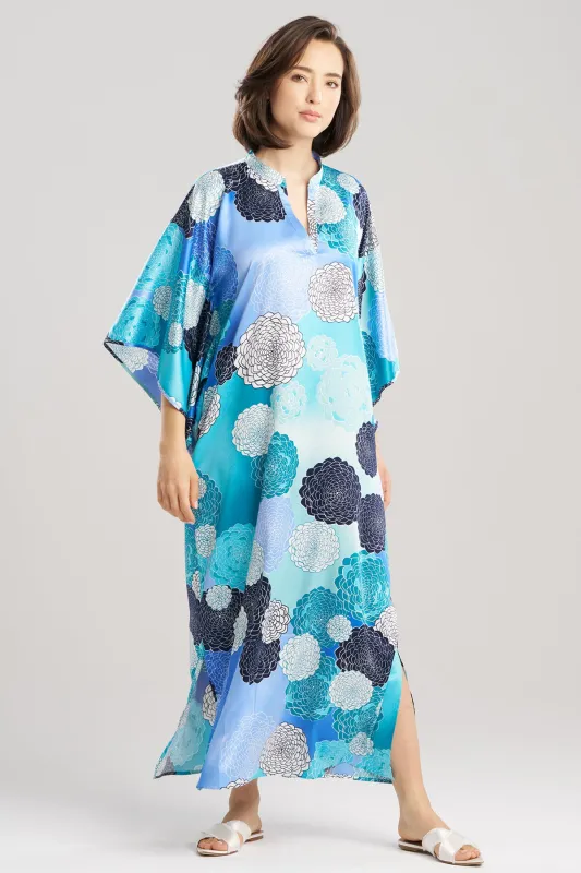 Botanic Melody Satin Mandarin Caftan sold by Natori