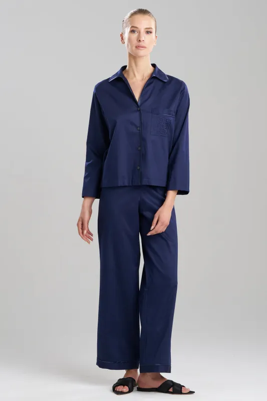 Cotton Sateen Embroidered Essentials Notch PJ sold by Natori