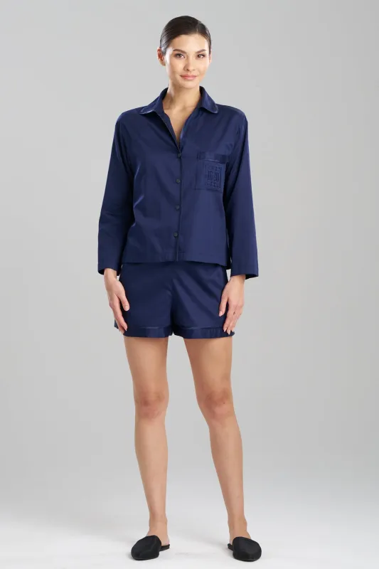 Cotton Sateen Embroidered Essentials Notch Shorts PJ sold by Natori