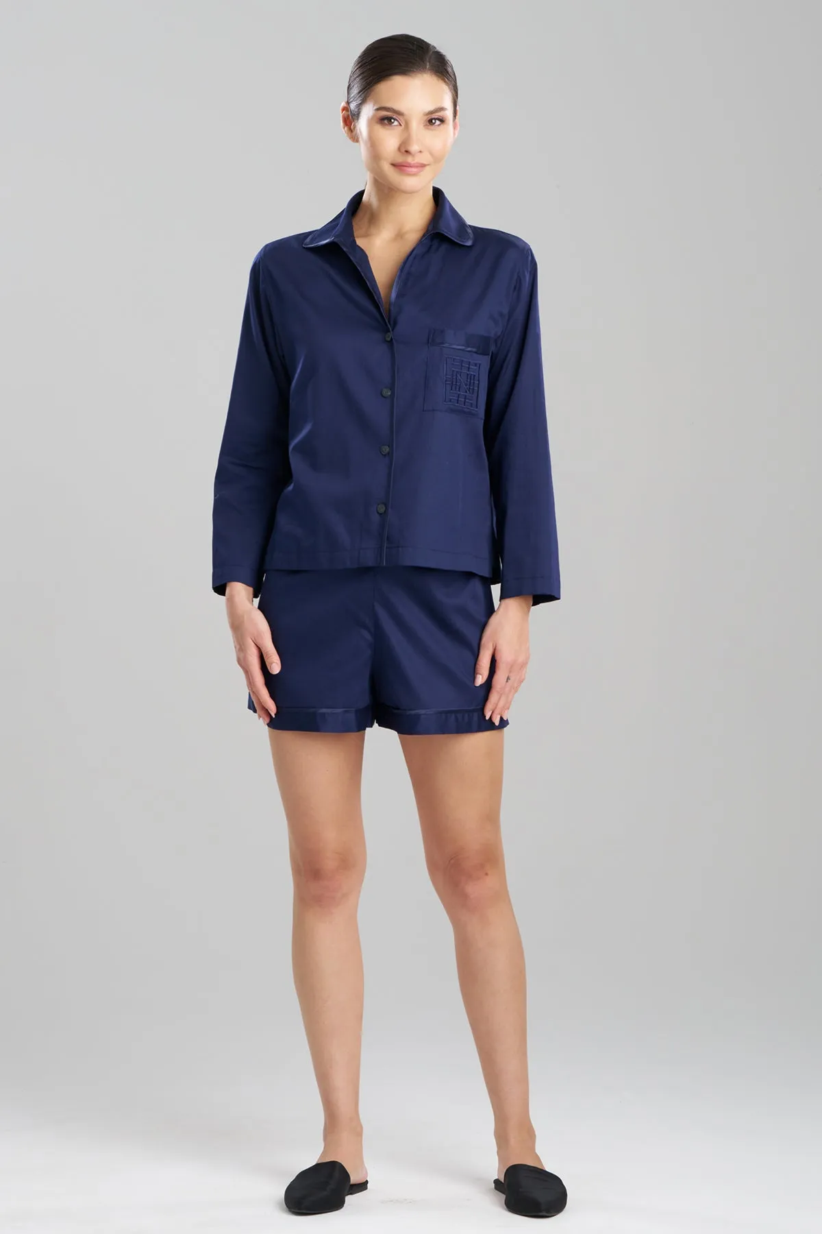 Cotton Sateen Embroidered Essentials Notch Shorts PJ sold by Natori