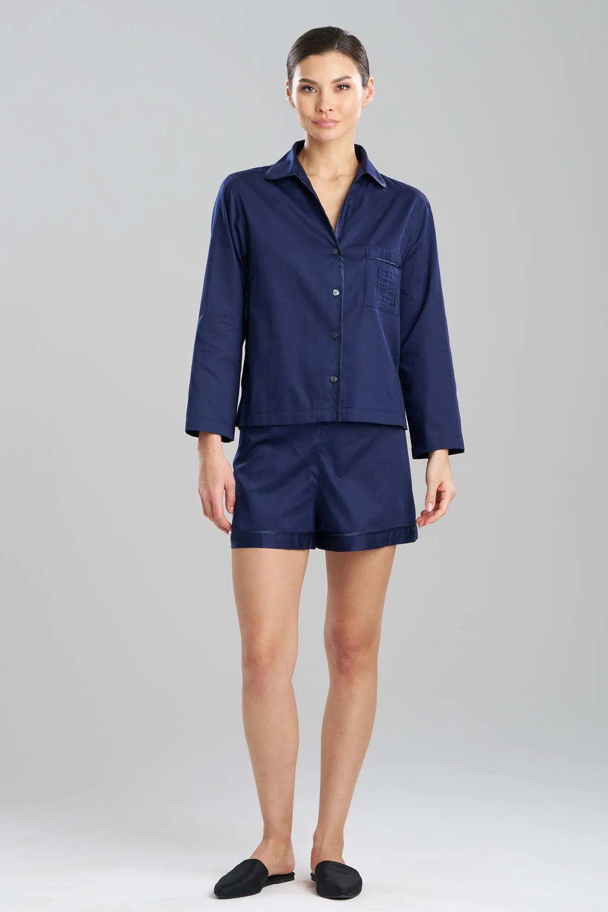 Cotton Sateen Embroidered Essentials Notch Shorts PJ sold by Natori product image thumbnail 2