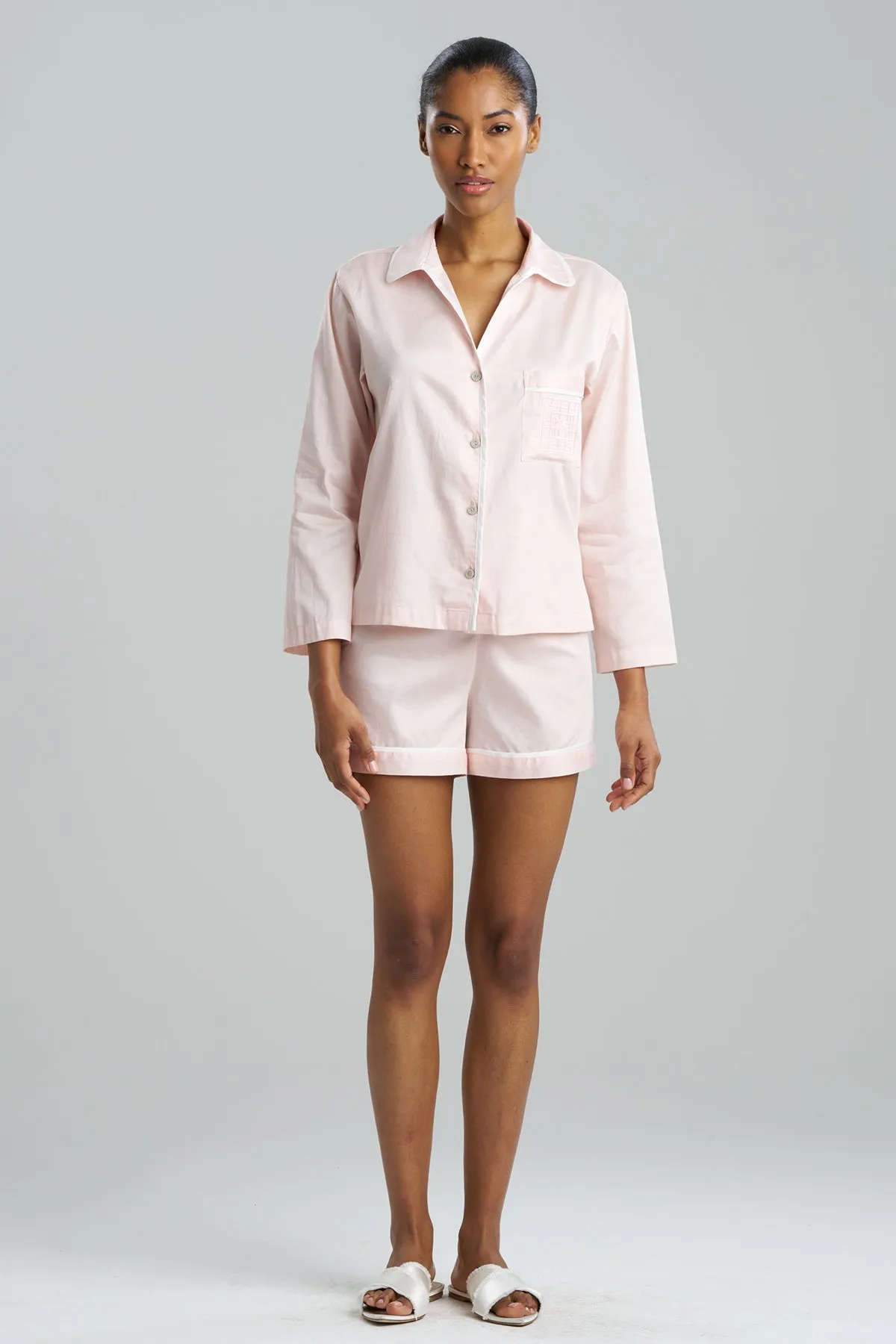 Cotton Sateen Embroidered Essentials Notch Shorts PJ sold by Natori