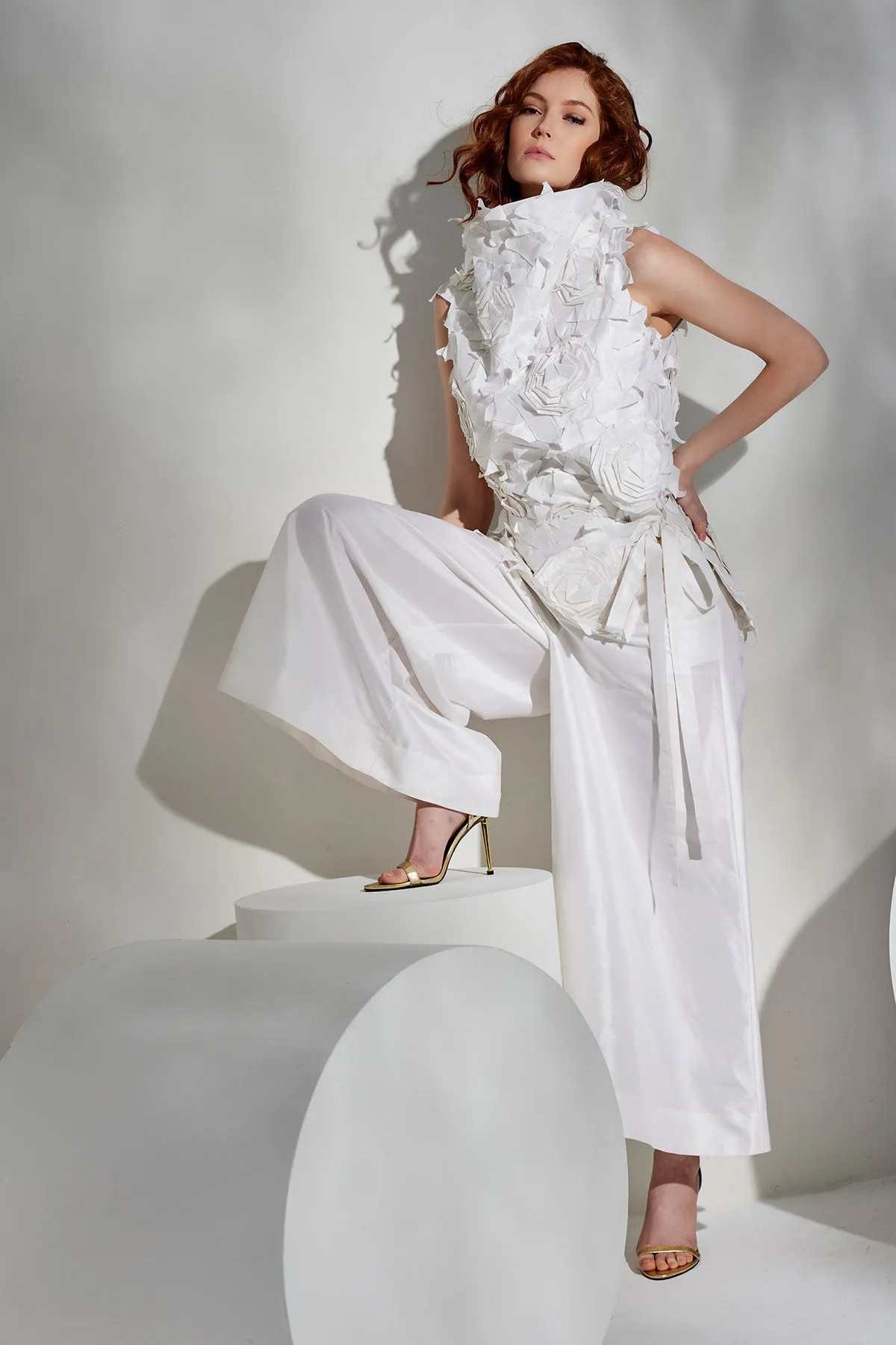 Couture Silk Dupioni Embellished Funnel Neck Top sold by Natori product image thumbnail 4