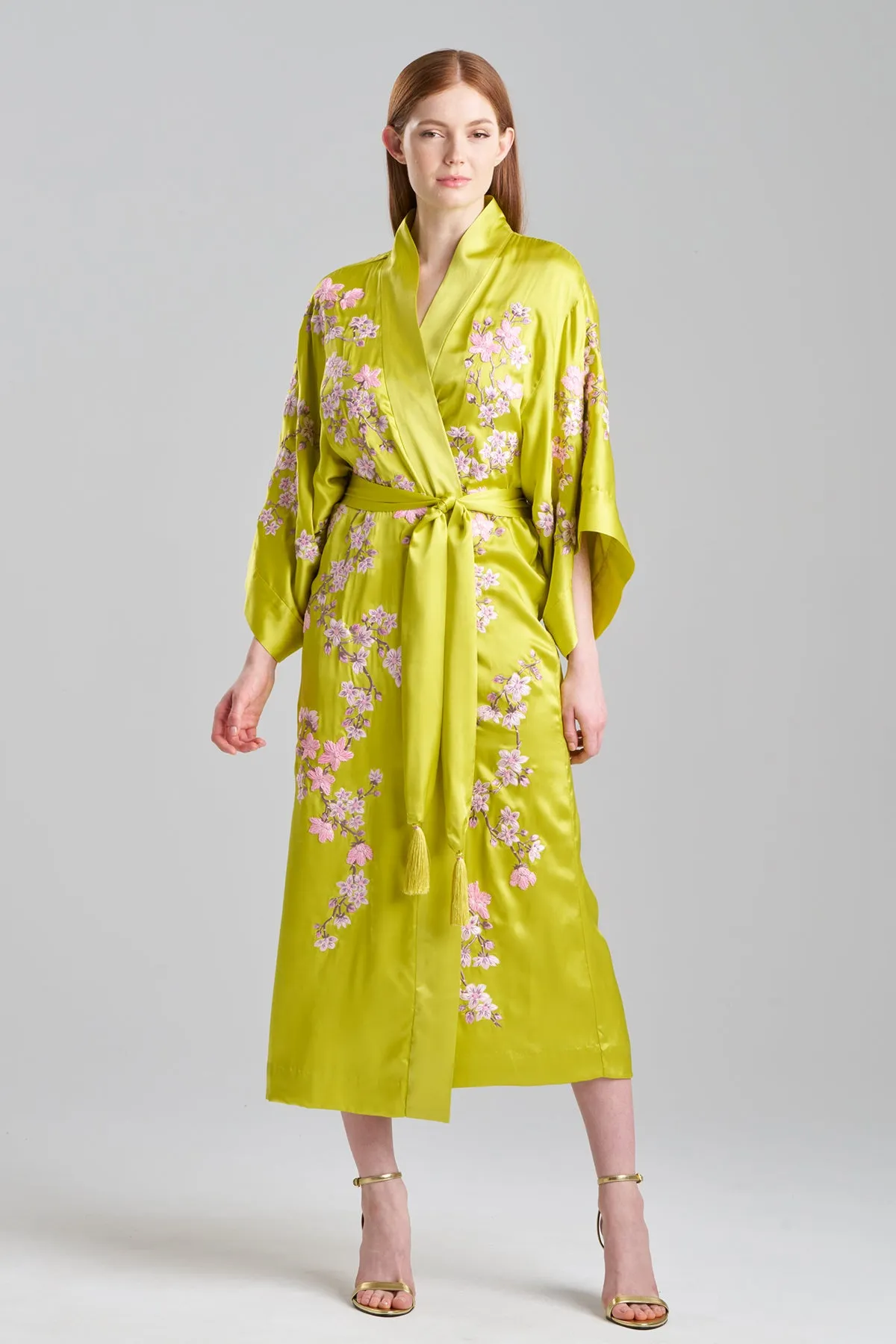 Couture Sakura Embroidered Floral Silk Robe sold by Natori
