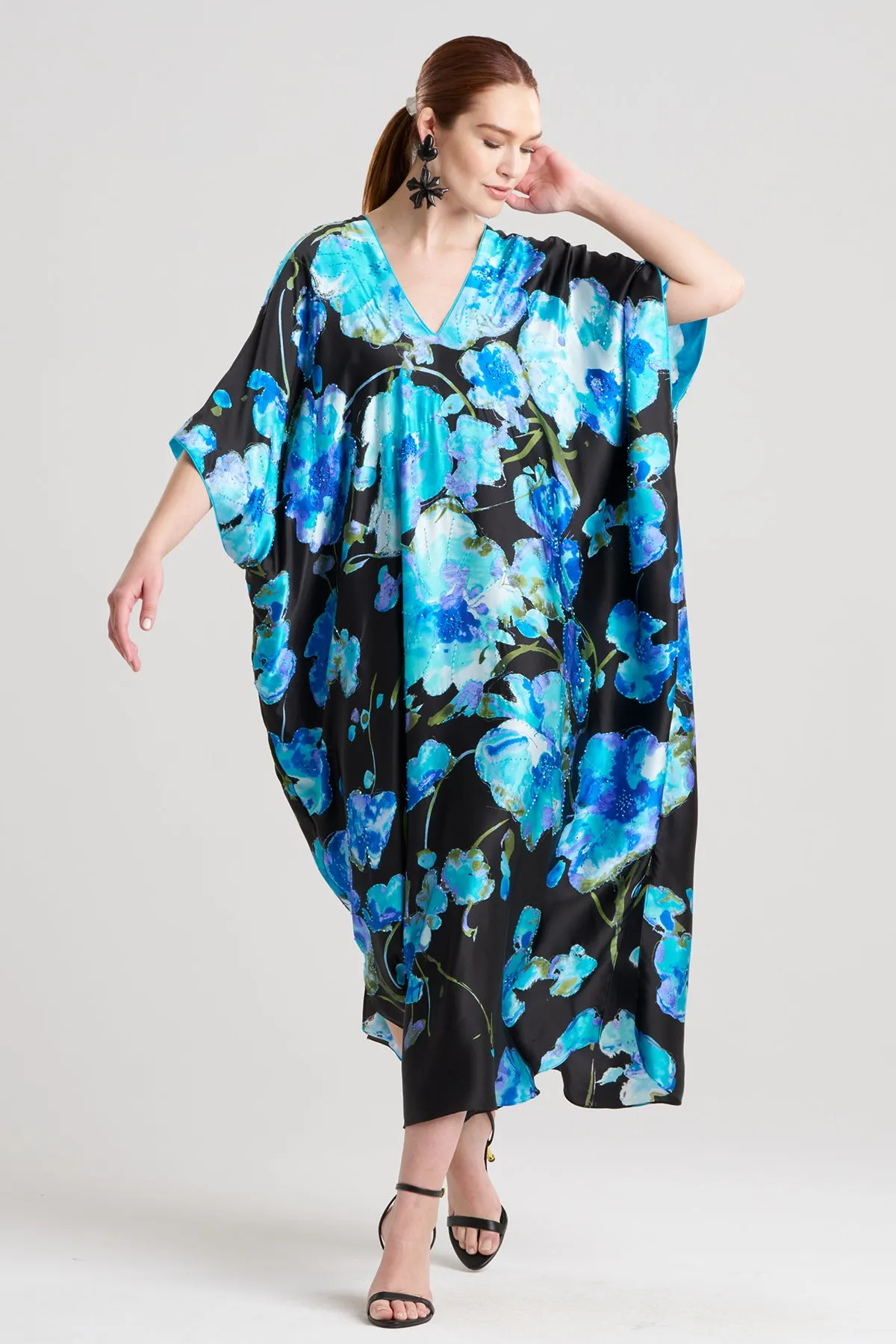 Sakura Matsuri Beaded Cocoon Silk Caftan sold by Natori