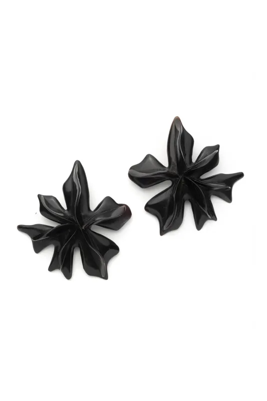 Buffalo Horn Statement Floral Earrings sold by Natori