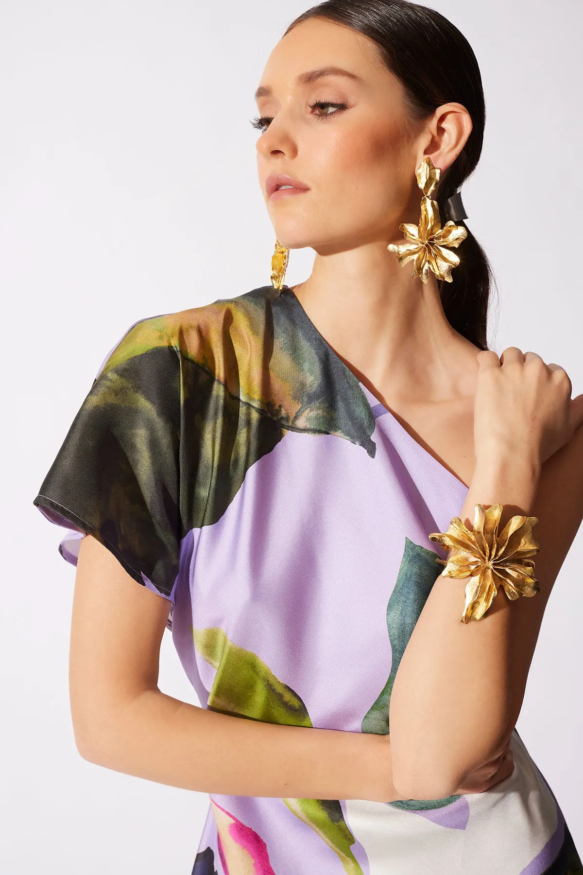 Gold Plated Brass Floral Cuff Bracelet sold by Natori product image thumbnail 2