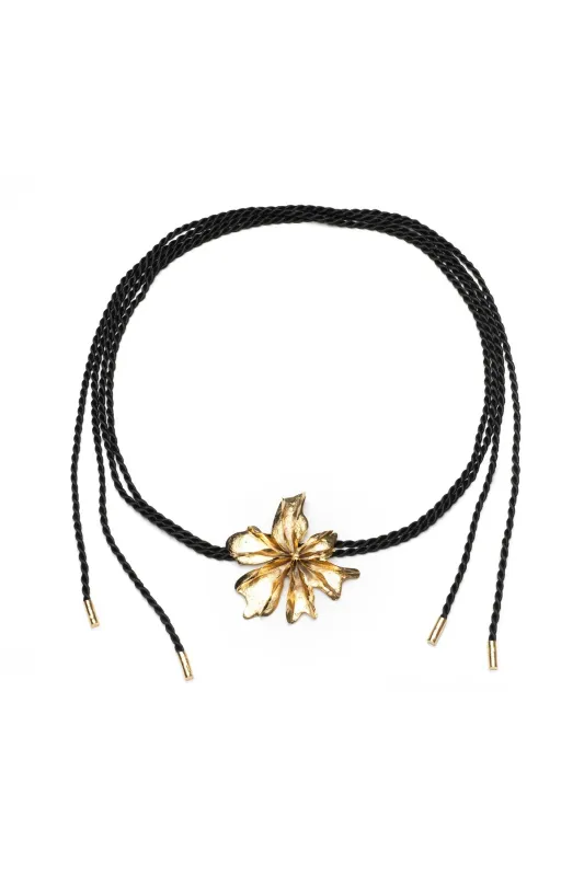 Gold Plated Brass Floral Pendant Belt - gold sold by Natori