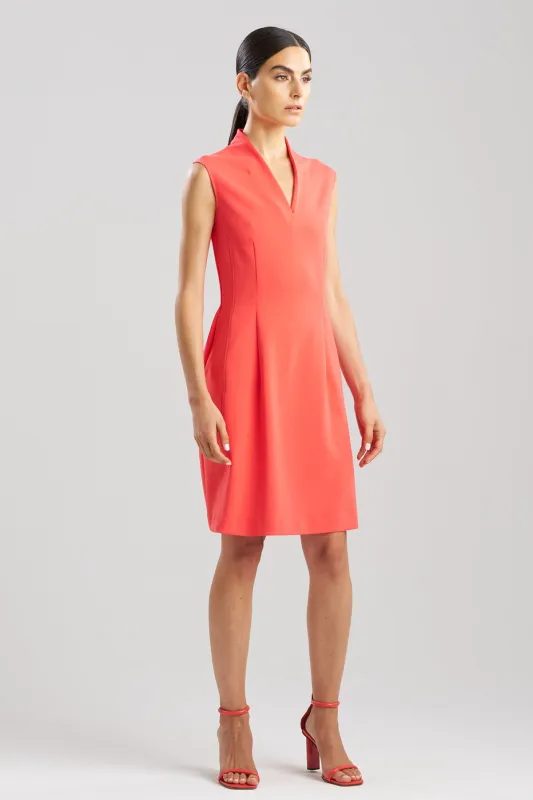 Solid Knit Crepe Raised Collar Dress sold by Natori