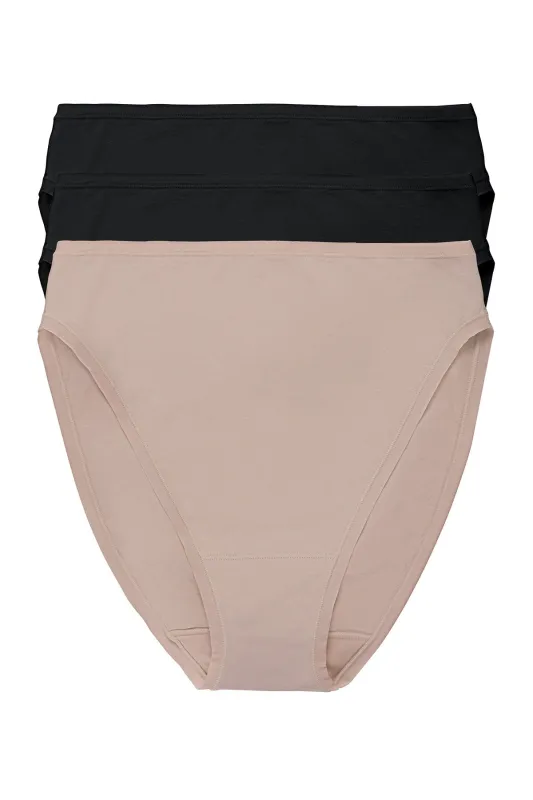 Bliss Bare Cotton High Cut Brief 3-Pack sold by Natori