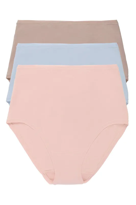 Bliss Bare Cotton High Waist Brief 3-Pack - Potpourri/Glacier Blue/Café sold by Natori