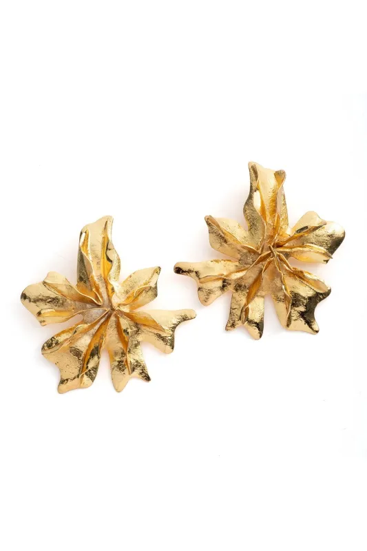 Gold Plated Brass Floral Earrings sold by Natori