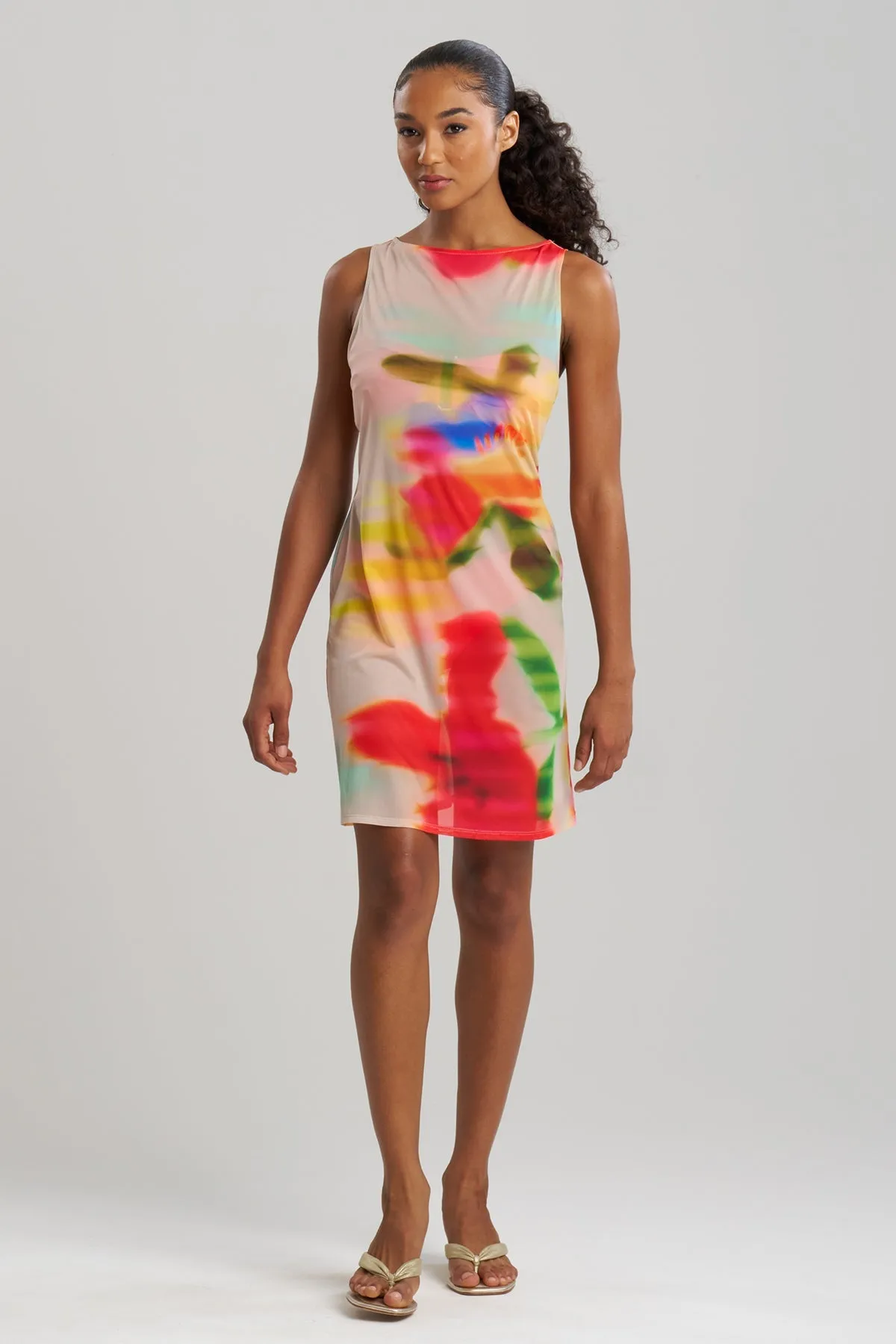 Floral Mirage Printed Mesh Mini Dress sold by Natori