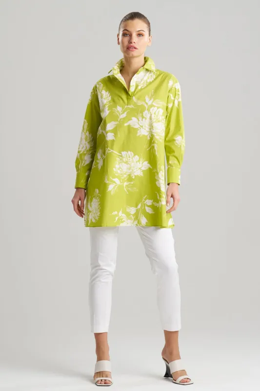 Miyako Printed Cotton Poplin Oversized Shirt sold by Natori