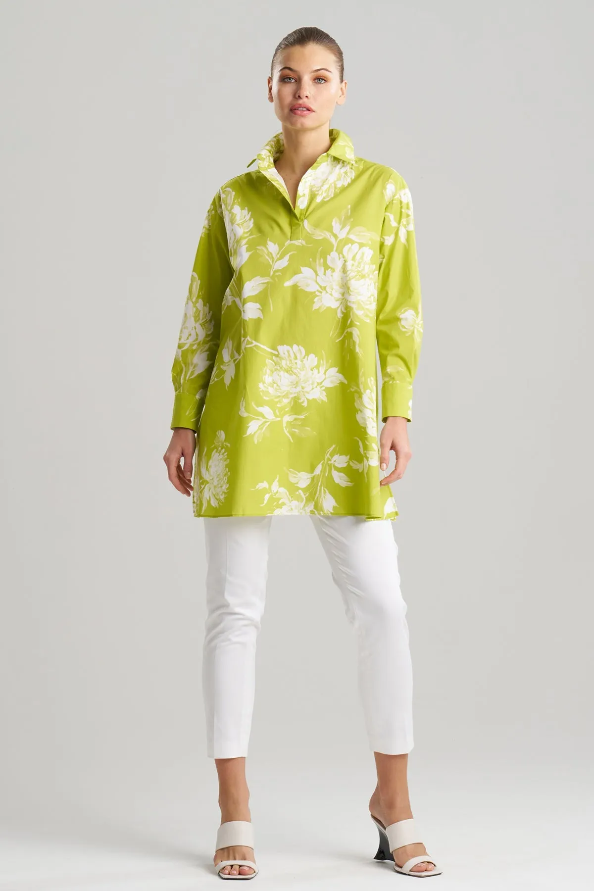 Miyako Printed Cotton Poplin Oversized Shirt sold by Natori