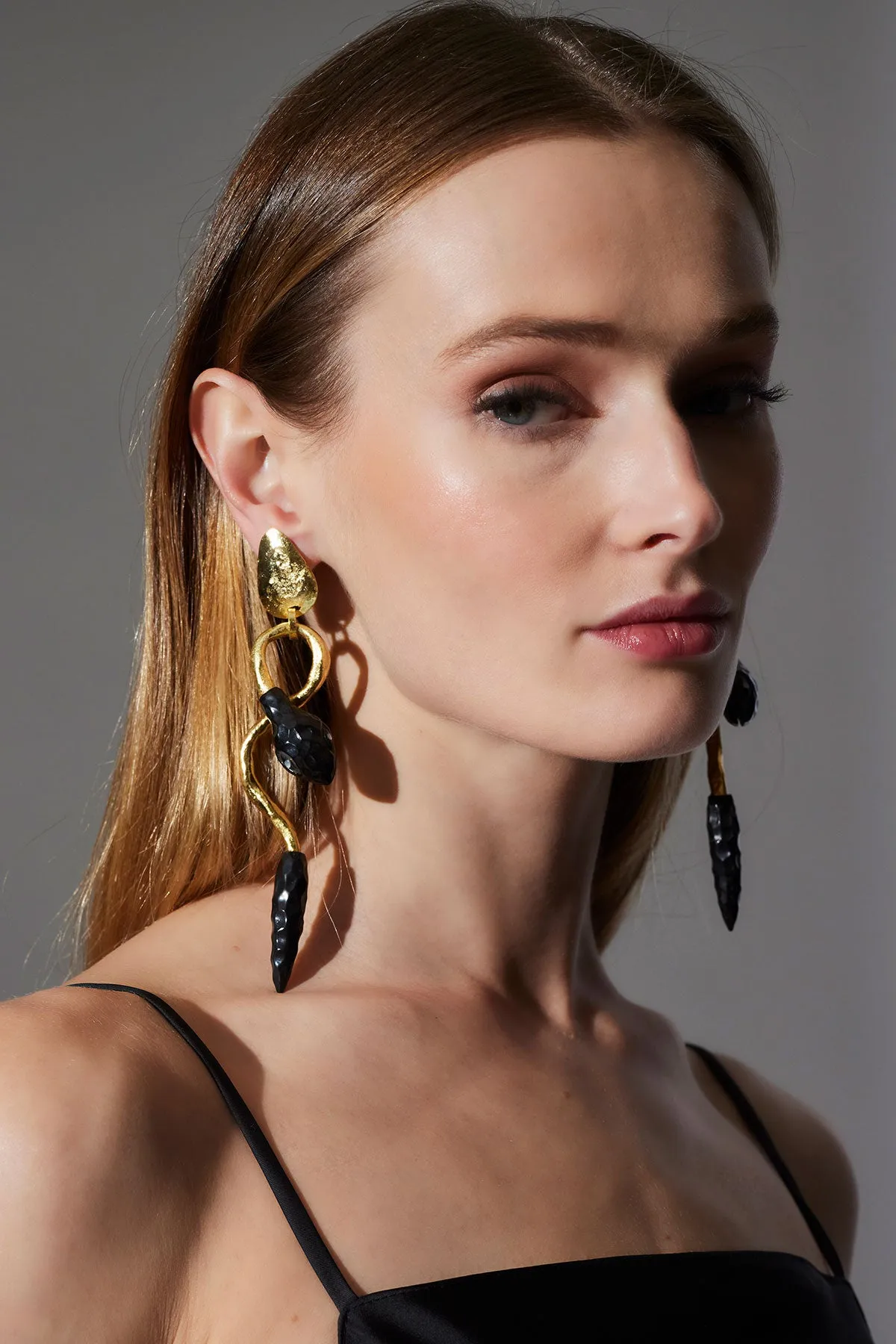 Gold Plated Brass Snake Earrings sold by Natori product image thumbnail 2
