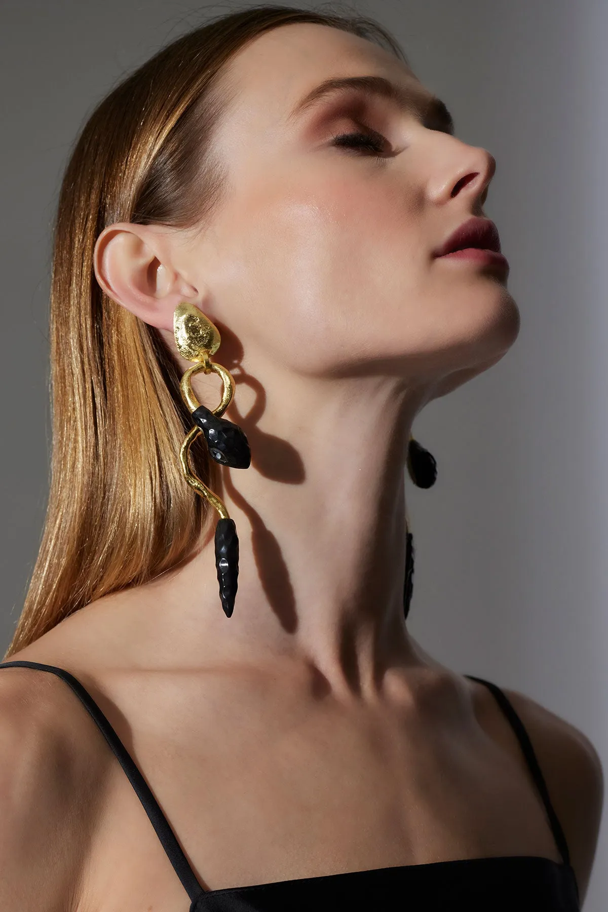 Gold Plated Brass Snake Earrings sold by Natori product image thumbnail 3