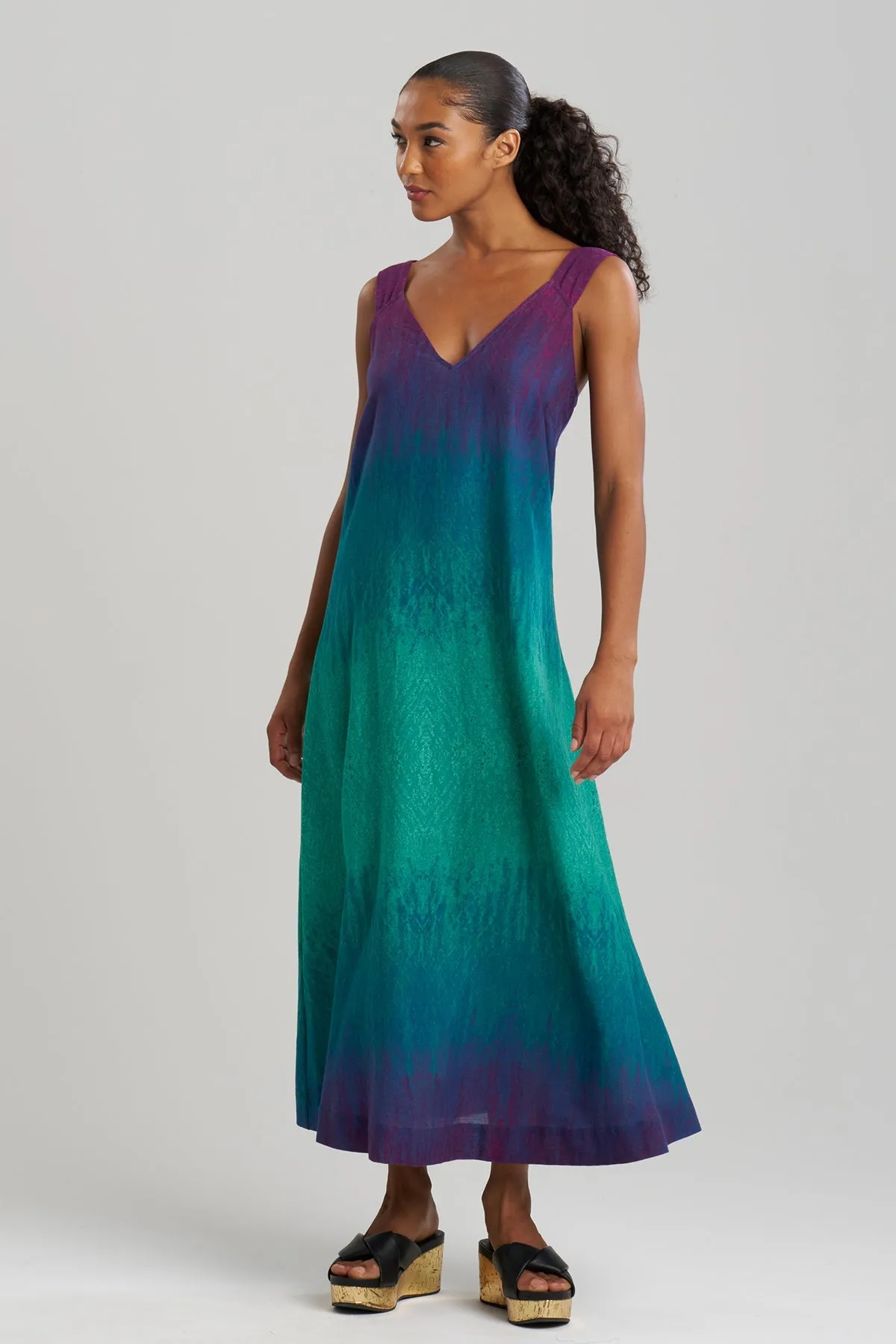 Ombre Printed Gauze Maxi Dress sold by Natori