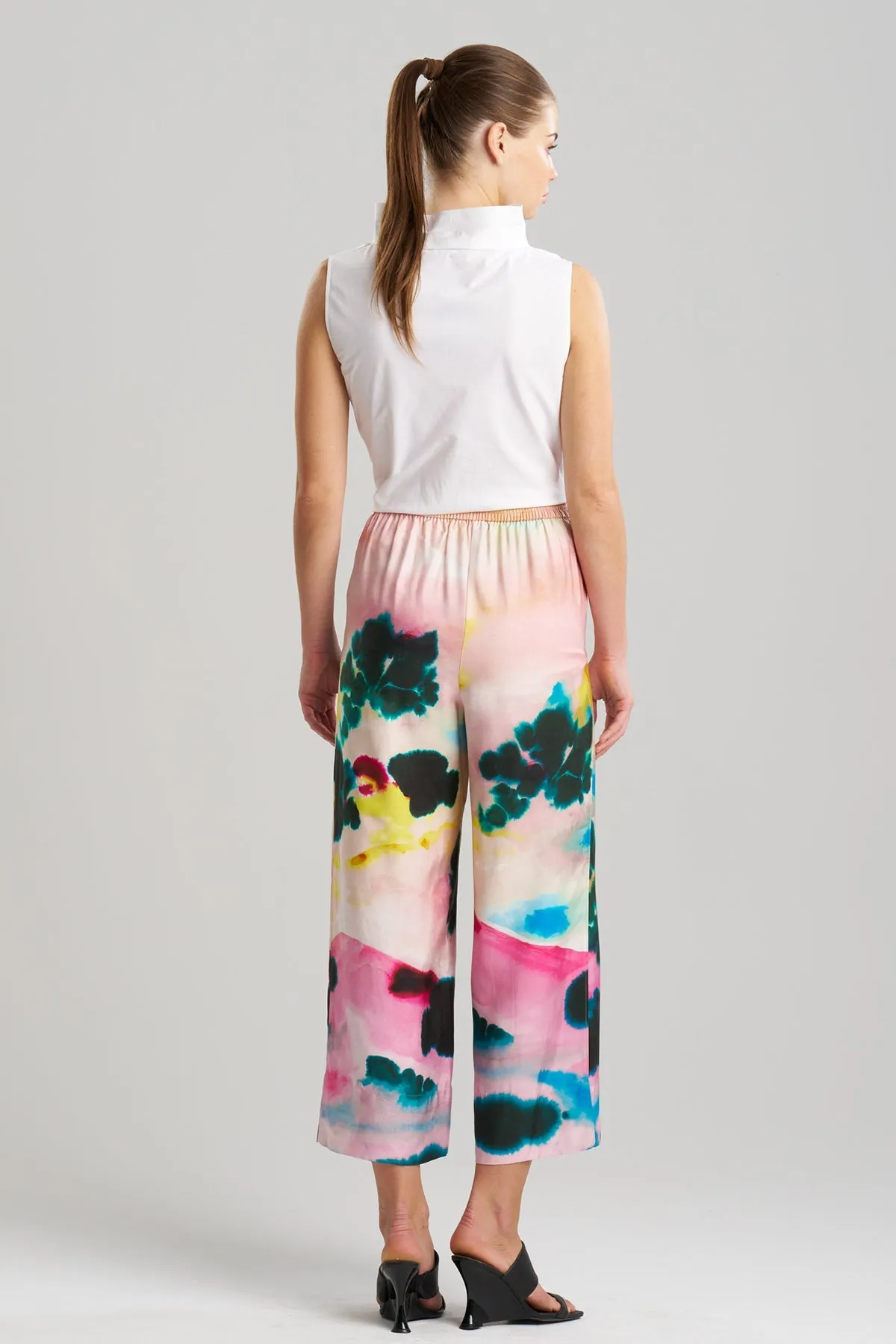 Akiko Printed Cotton Silk Twill Cropped Pull On Pants sold by Natori product image thumbnail 3