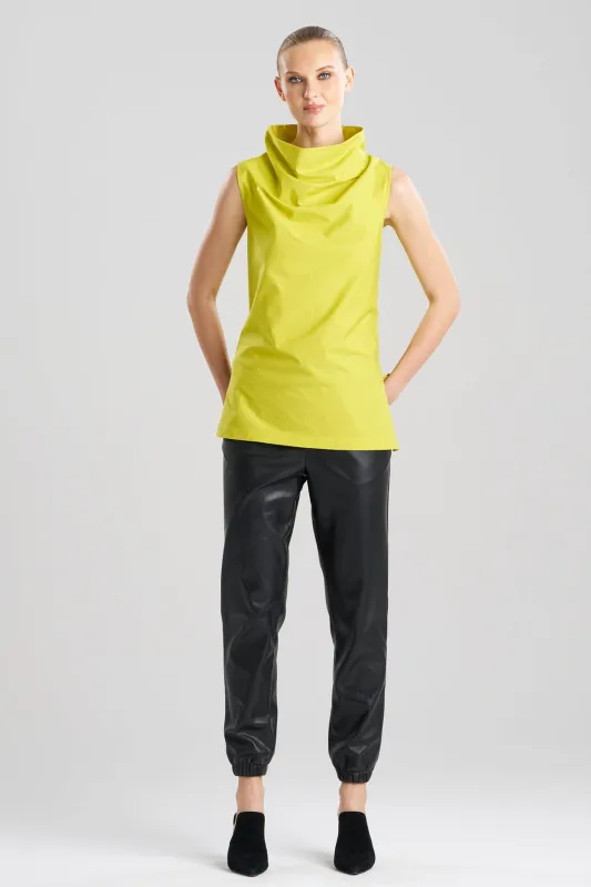 Cotton Poplin Funnel Neck Top sold by Natori