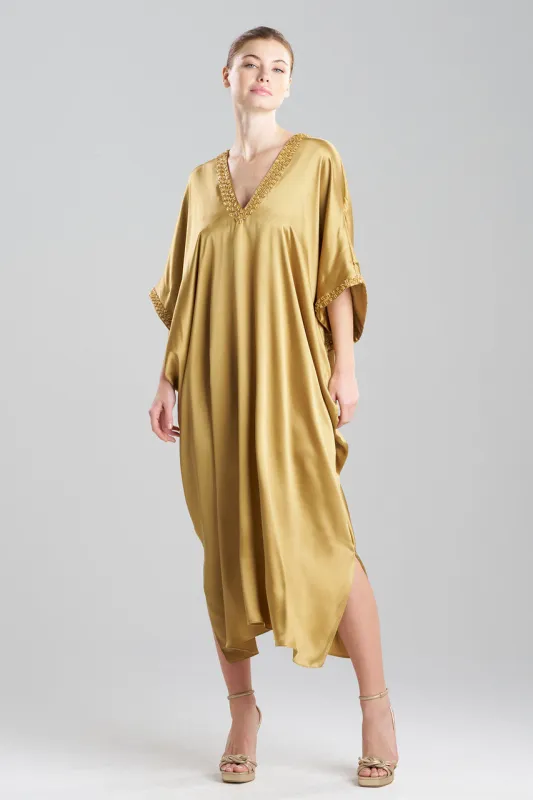 Key Essentials Embellished Cocoon Silk Caftan sold by Natori