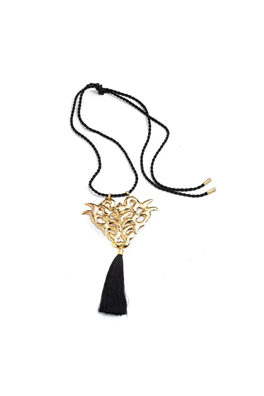 Gold Plated Brass Scroll Pendant Necklace sold by Natori