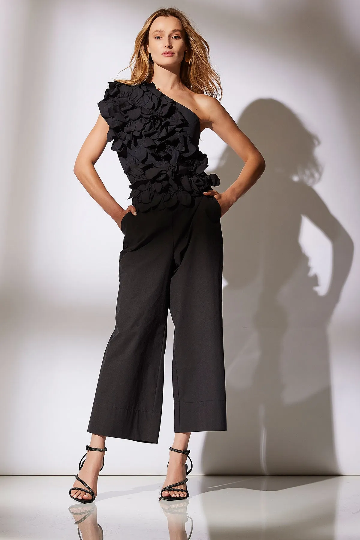 Tech Cotton Taffeta Embroidered One Shoulder Top sold by Natori product image thumbnail 4