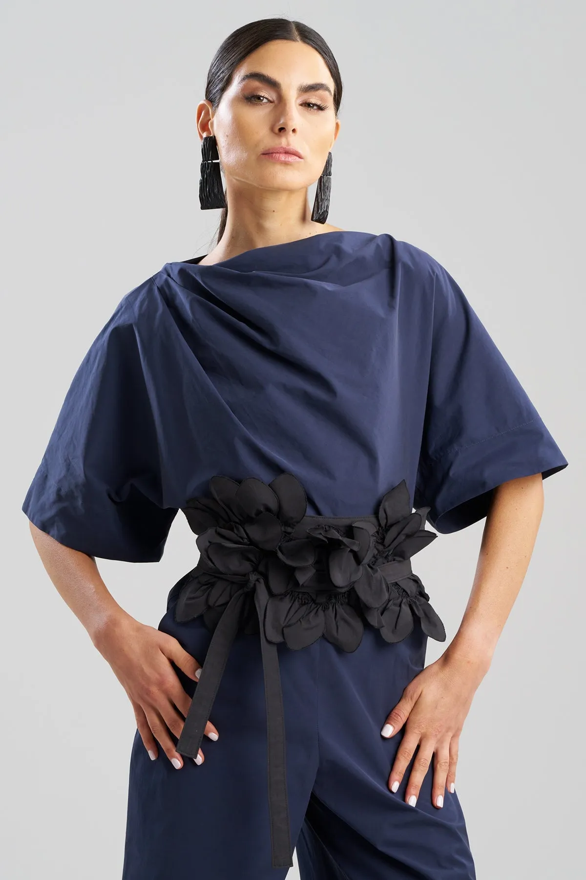 Tech Cotton Taffeta Embroidered Obi Belt - Black sold by Natori product image thumbnail 2