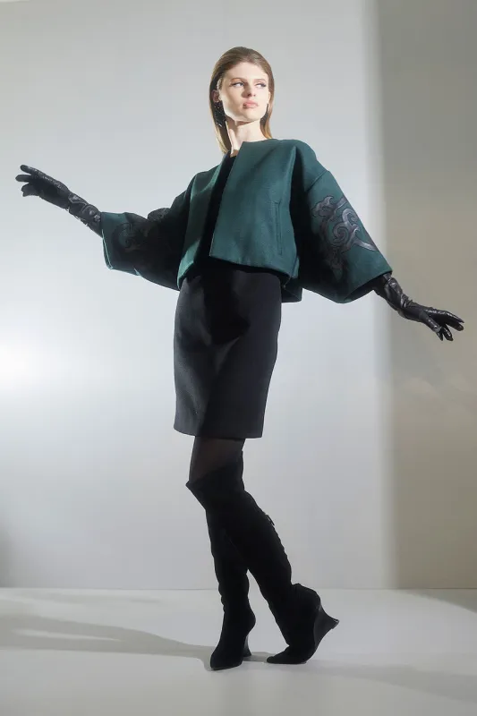 Felt Embroidered Cropped Jacket sold by Natori