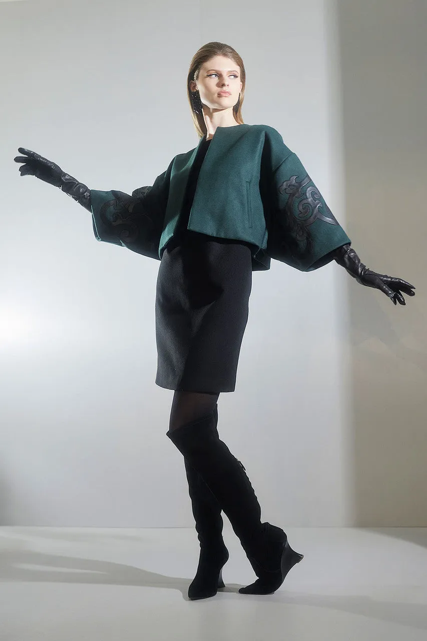 Felt Embroidered Cropped Jacket sold by Natori