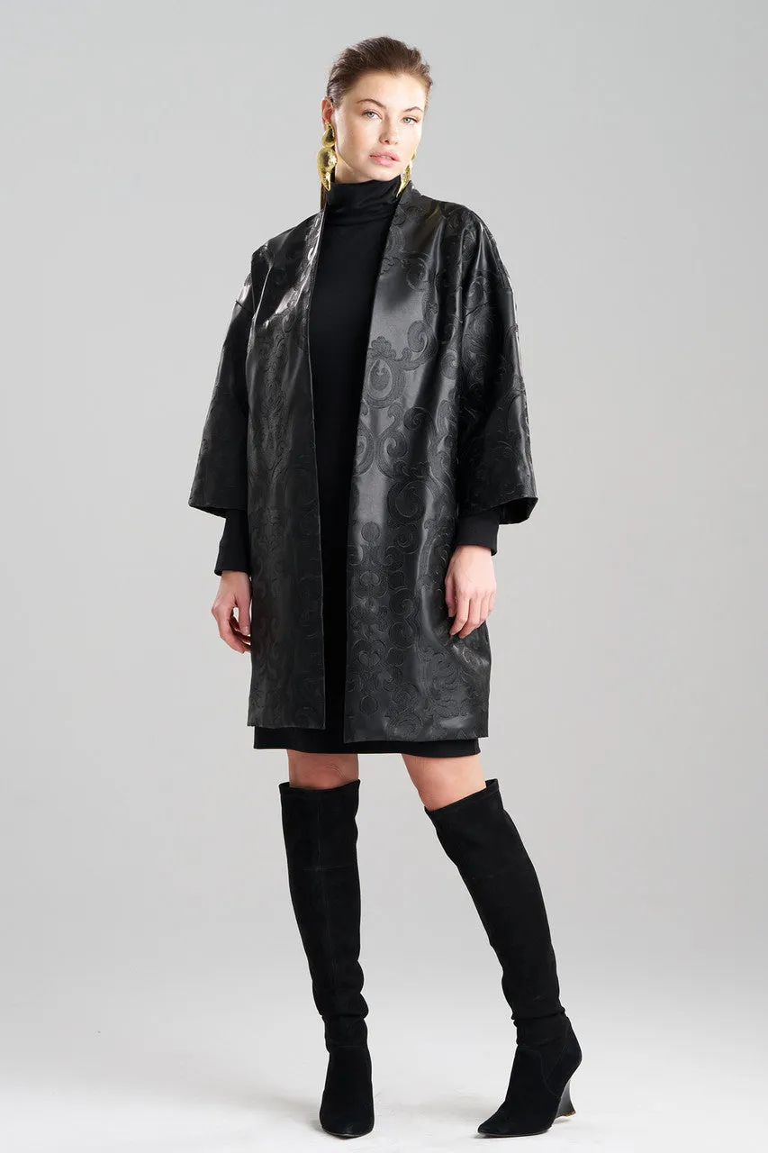 Leticia Embroidered Faux Leather Kimono Coat sold by Natori product image thumbnail 2