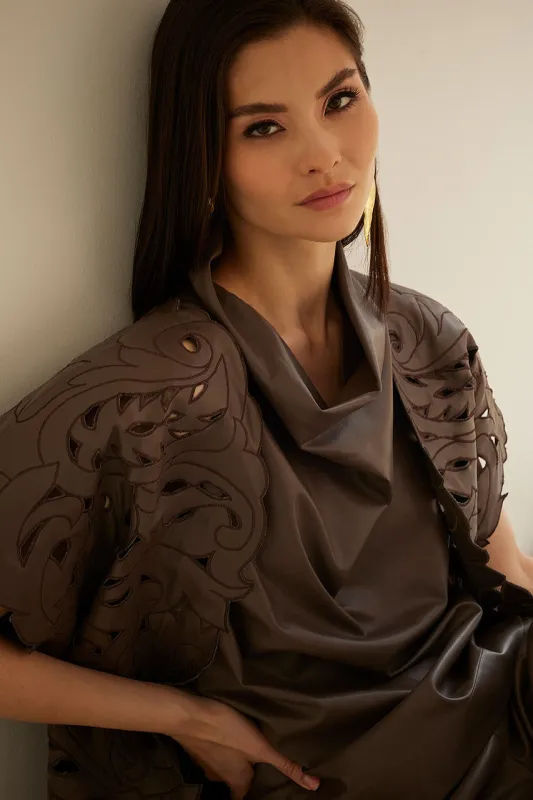 Vegan Luxe Lambskin Funnel Top sold by Natori